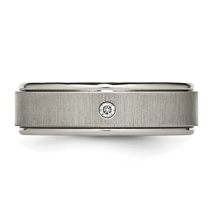 Buy Stylish Chiseled Titanium 7mm Band with 0.05 Carat Diamond Finish-4