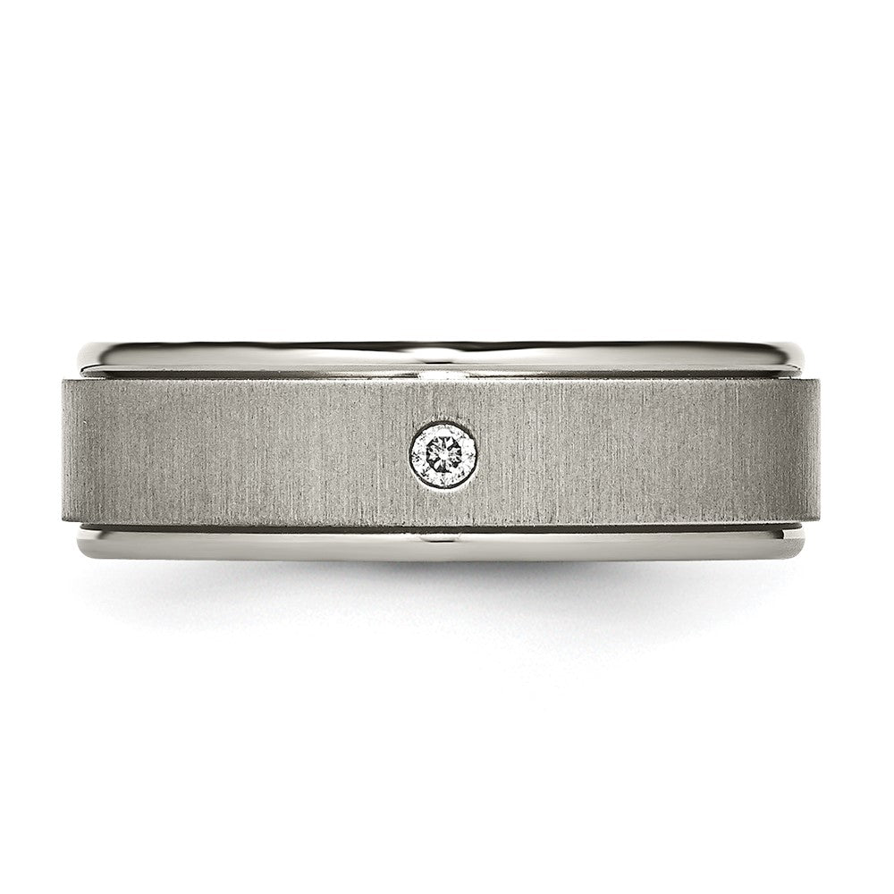 Exclusive Chiseled Titanium 7mm Band, 0.05ct Diamond Accents - Stylish Value!