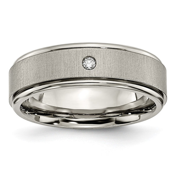 7mm Chiseled Titanium Band with 0.05 Carat Diamonds