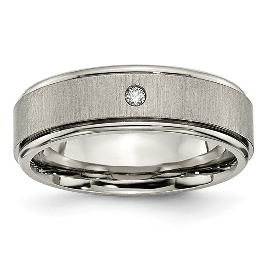Buy Stylish Chiseled Titanium 7mm Band with 0.05 Carat Diamond Finish