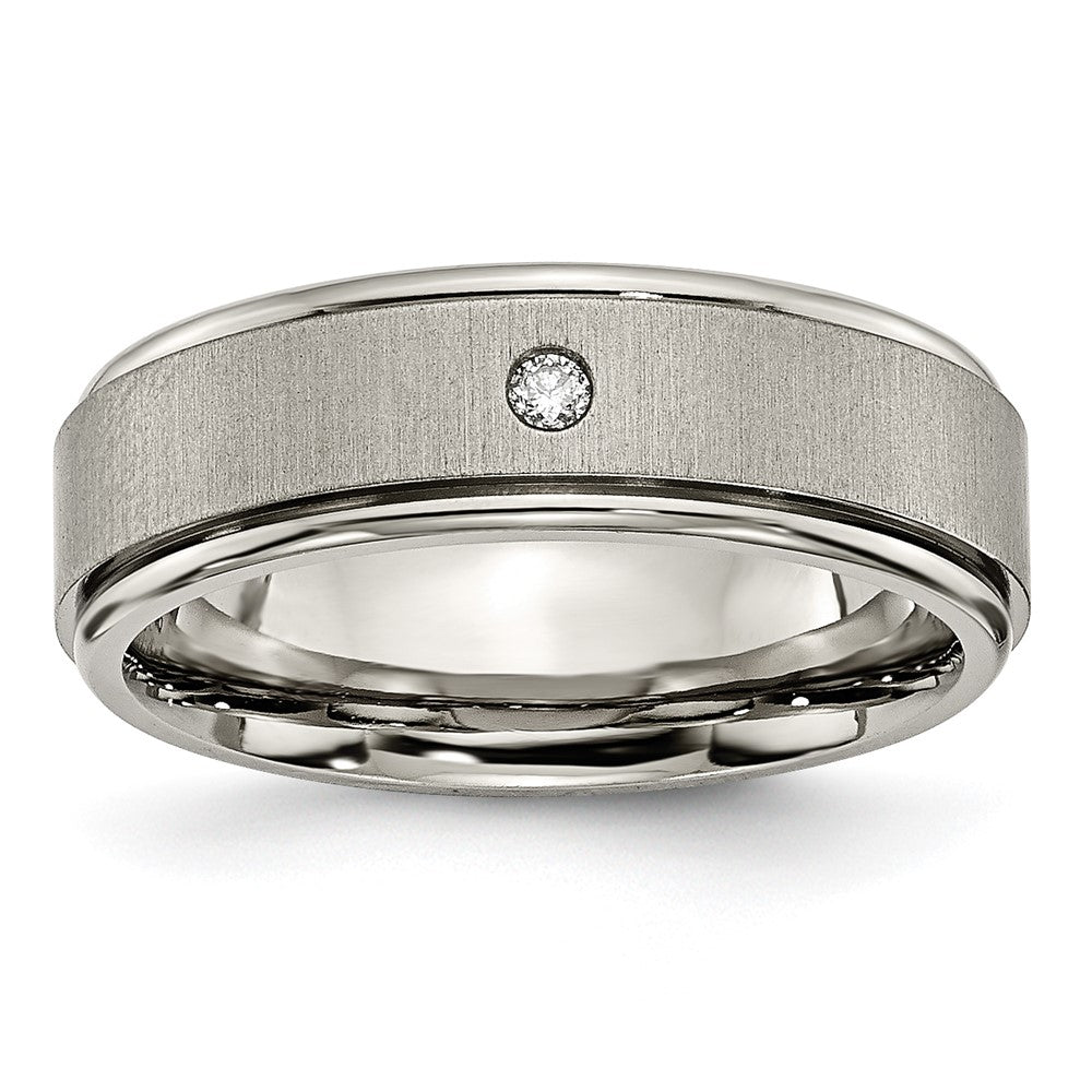Buy Exclusive 7mm Chiseled Titanium Band with 0.05ct Diamond Accents