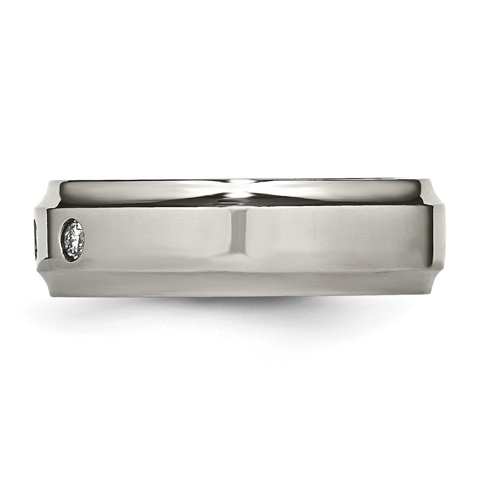 Buy Stylish Chisel Titanium 7mm Band with 1/5 Carat Diamond - Affordable Luxury