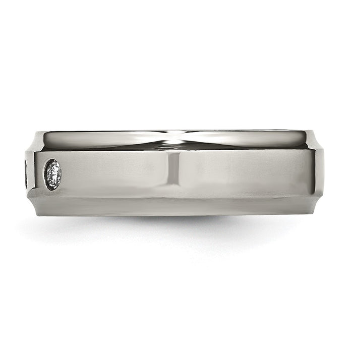 Buy Stylish Chisel Titanium 7mm Band with 1/5 Carat Diamond - Affordable Luxury-3
