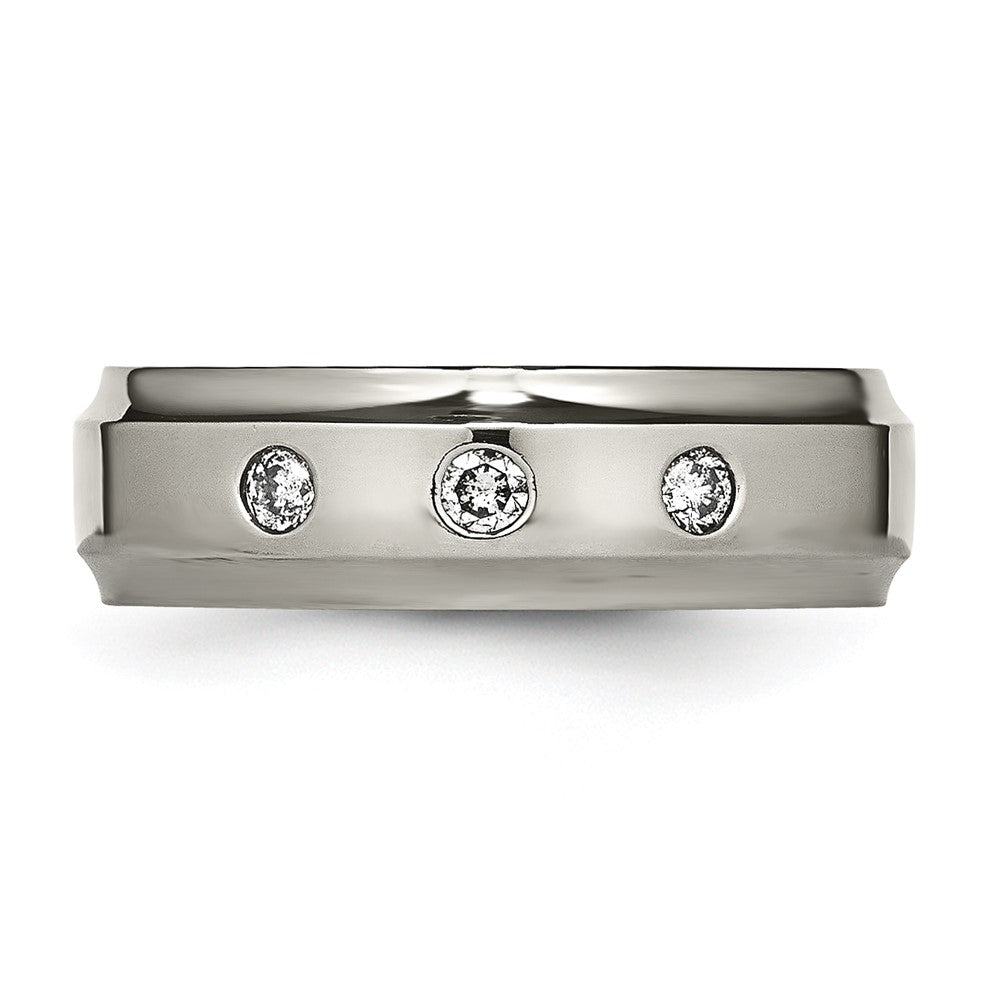 Buy Stylish Chisel Titanium 7mm Band with 1/5 Carat Diamond - Affordable Luxury