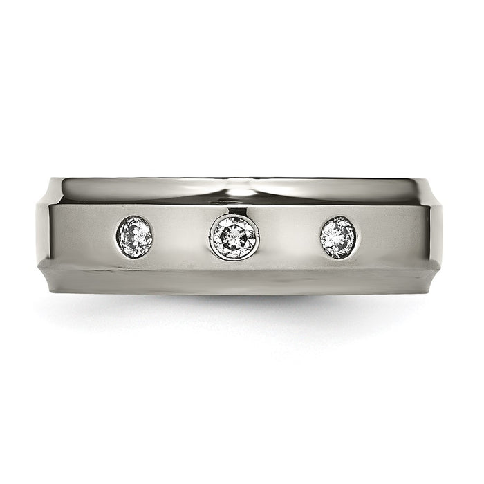 Buy Stylish Chisel Titanium 7mm Band with 1/5 Carat Diamond - Affordable Luxury-4
