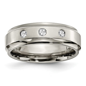 Buy Stylish Chisel Titanium 7mm Band with 1/5 Carat Diamond - Luxury Design