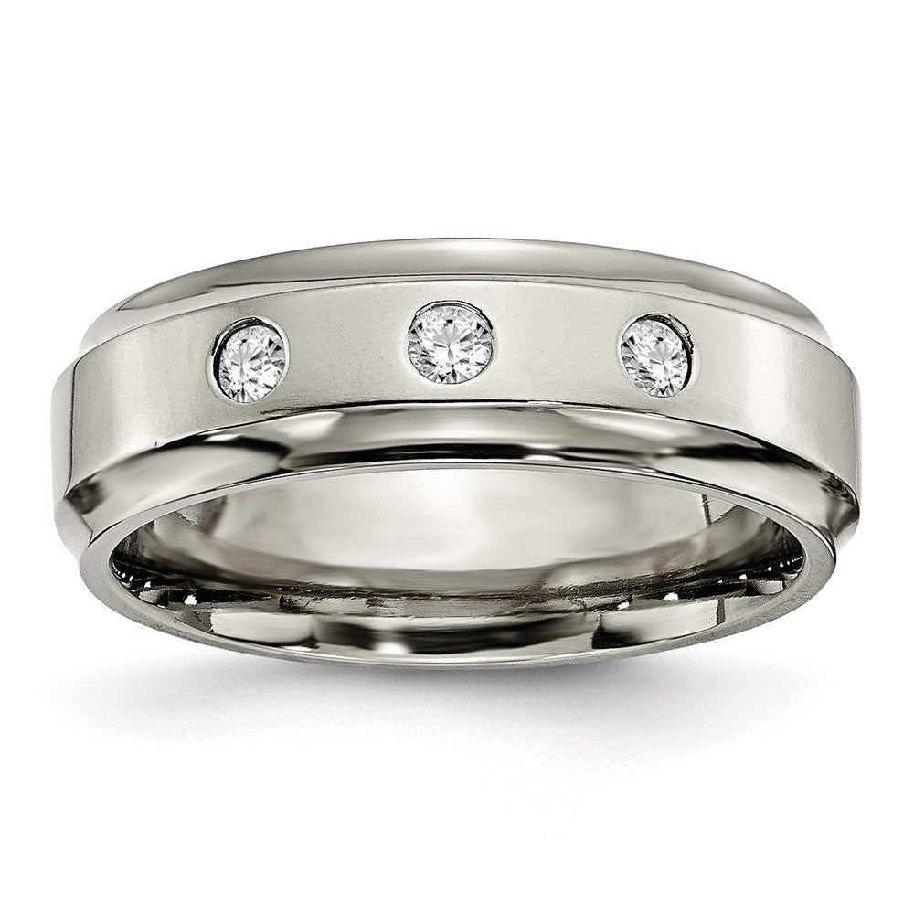 Buy Exclusive 7mm Chiseled Titanium Band with 1/5 Carat Diamond - Stylish Design