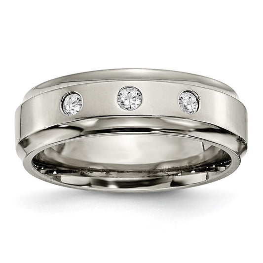 Buy Exclusive 7mm Chiseled Titanium Band with 1/5 Carat Diamond - Stylish Design