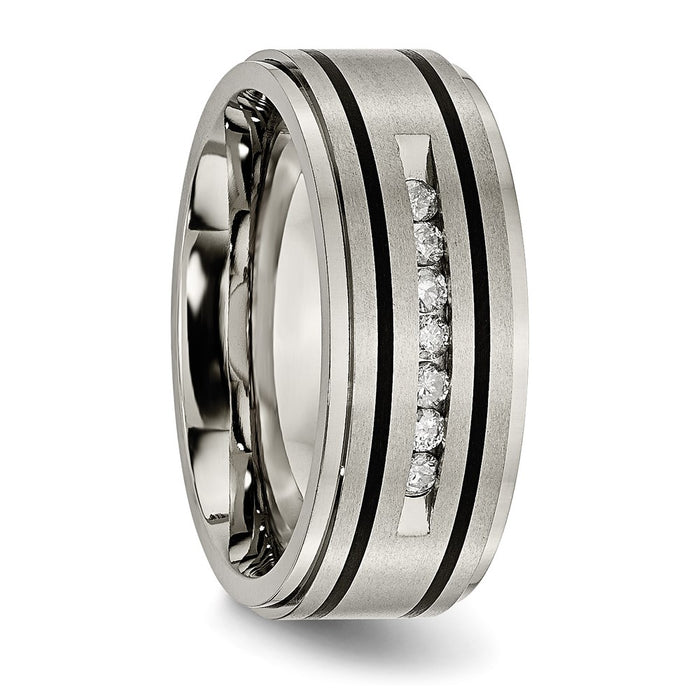 High-Quality Chisel 9mm Titanium Band with 1/4 Carat Diamond Accent - Stylish Value-5