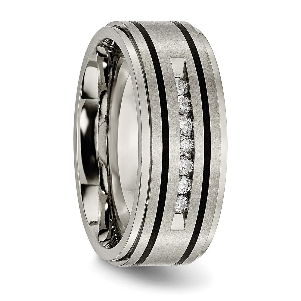 Exclusive 9mm Titanium Band with 1/4 Carat Diamond - Stylish Brushed Polish