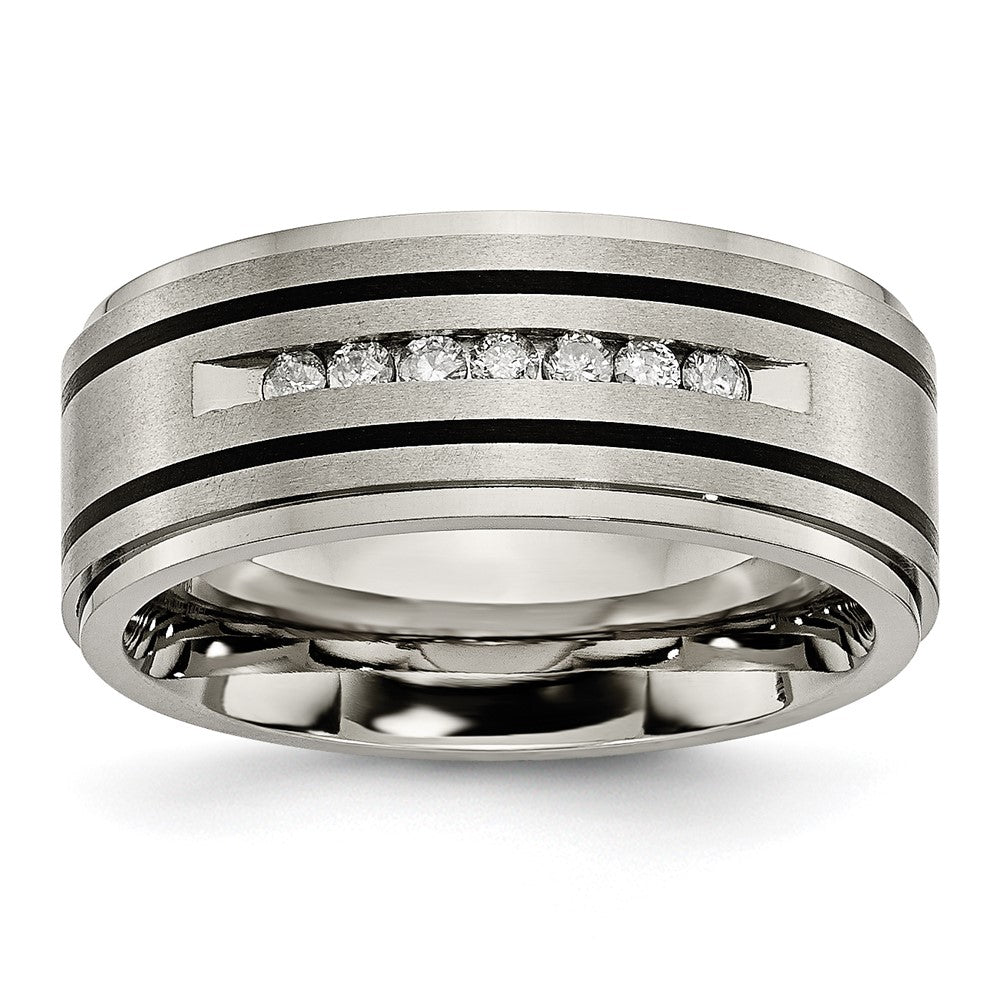 High-Quality Chisel 9mm Titanium Band with 1/4 Carat Diamond Accent - Stylish Value