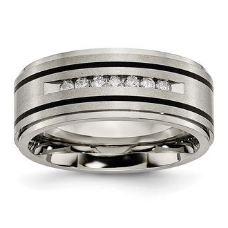 High-Quality Chisel 9mm Titanium Band with 1/4 Carat Diamond Accent - Stylish Value