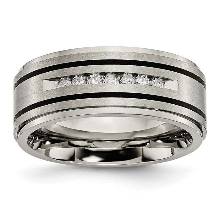High-Quality Chisel 9mm Titanium Band with 1/4 Carat Diamond Accent - Stylish Value-1