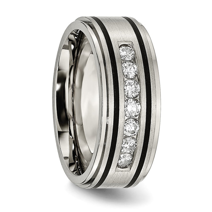 Exclusive 9mm Titanium Band with 1/2 Carat Diamond - Stylish Brushed Polish-5