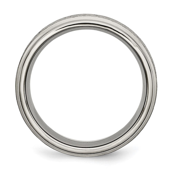 8mm Brushed Titanium Chisel Band with Ridged Edges