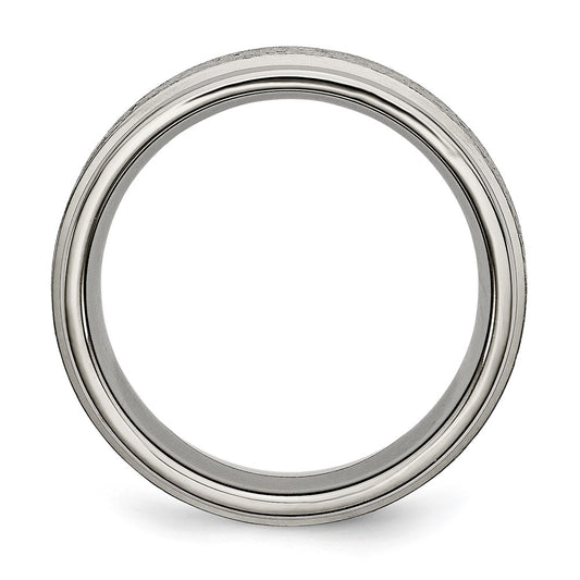 Buy Stylish 8mm Brushed Titanium Chisel Band with Ridged Edges - Luxury Look