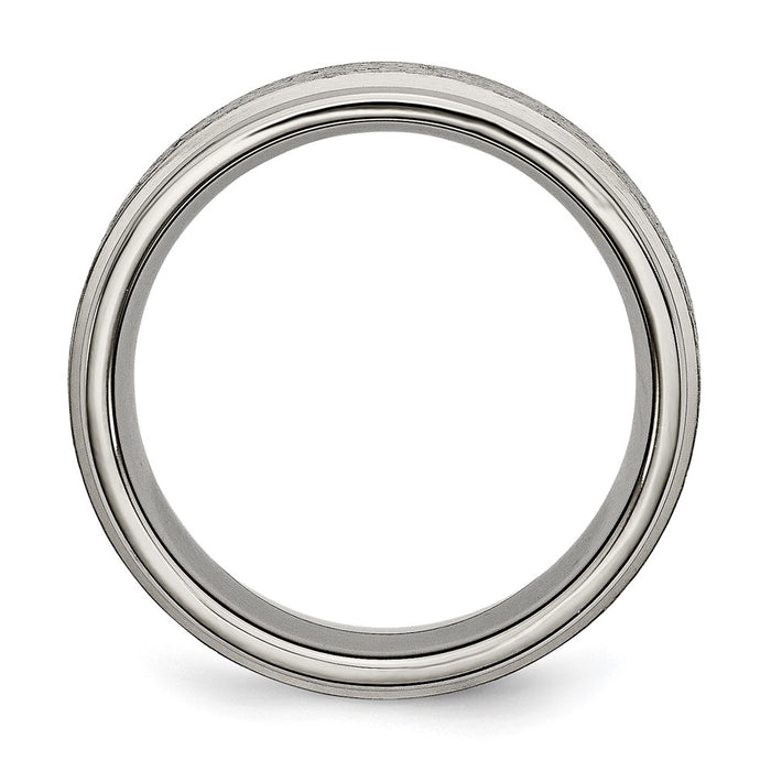 Buy Exclusive 8mm Brushed Titanium Chisel Band - Stylish Ridged Edge Design-2