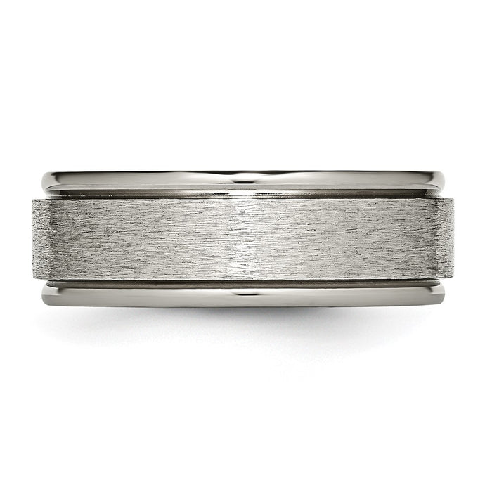Buy Stylish 8mm Brushed Titanium Chisel Band | Exclusive Ridged Edge Design-3