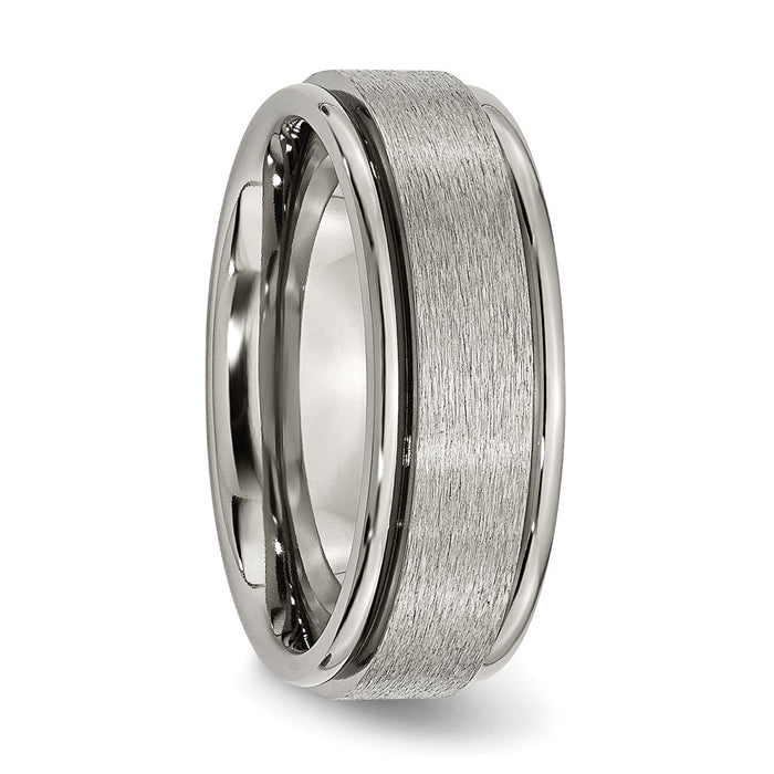 Buy Stylish 8mm Brushed Titanium Chisel Band with Ridged Edges - Luxury Look-4