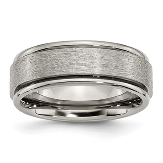 Exclusive Brushed Titanium 8mm Ridged Edge Band | Stylish & Affordable Choice