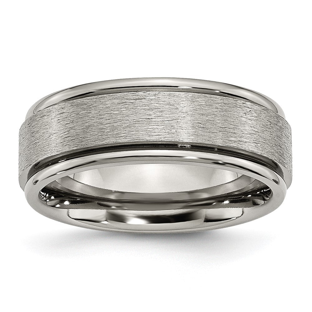 Buy Exclusive 8mm Brushed Titanium Chisel Band - Stylish Ridged Edge Design