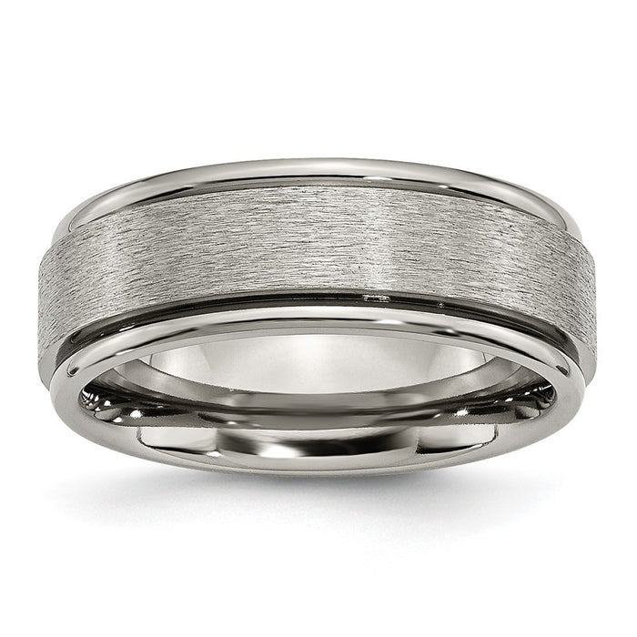 Buy Exclusive 8mm Brushed Titanium Chisel Band - Stylish Ridged Edge Design-1