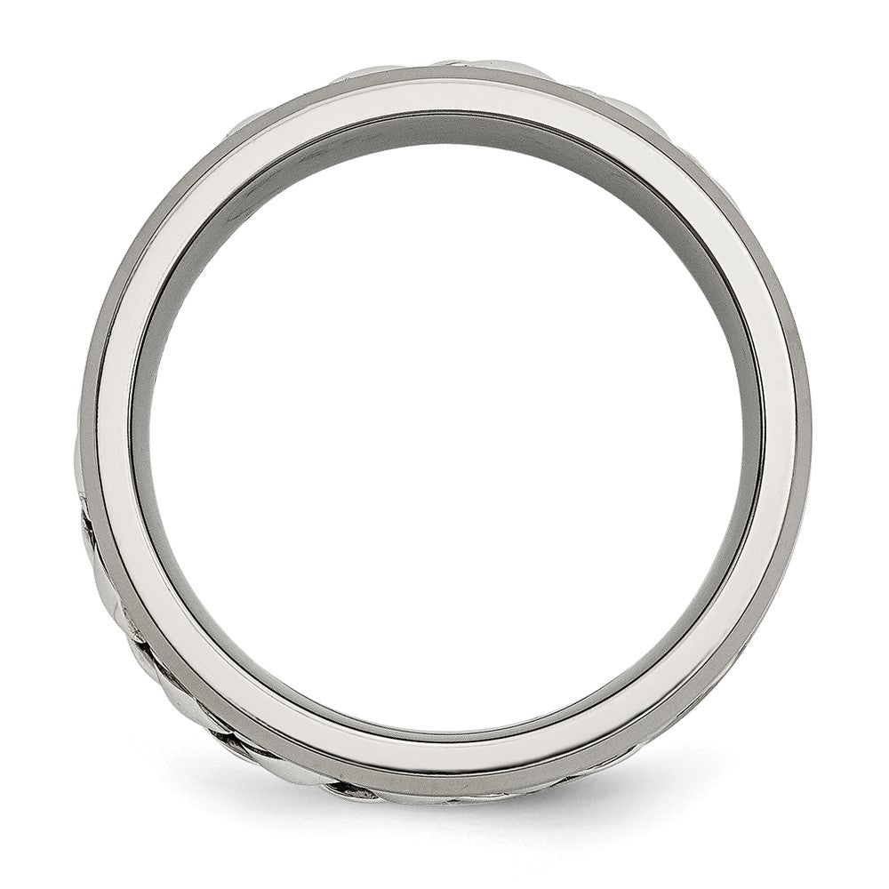 Buy High-Quality 7mm Chisel Titanium Band with Sterling Silver Inlay & Diamond