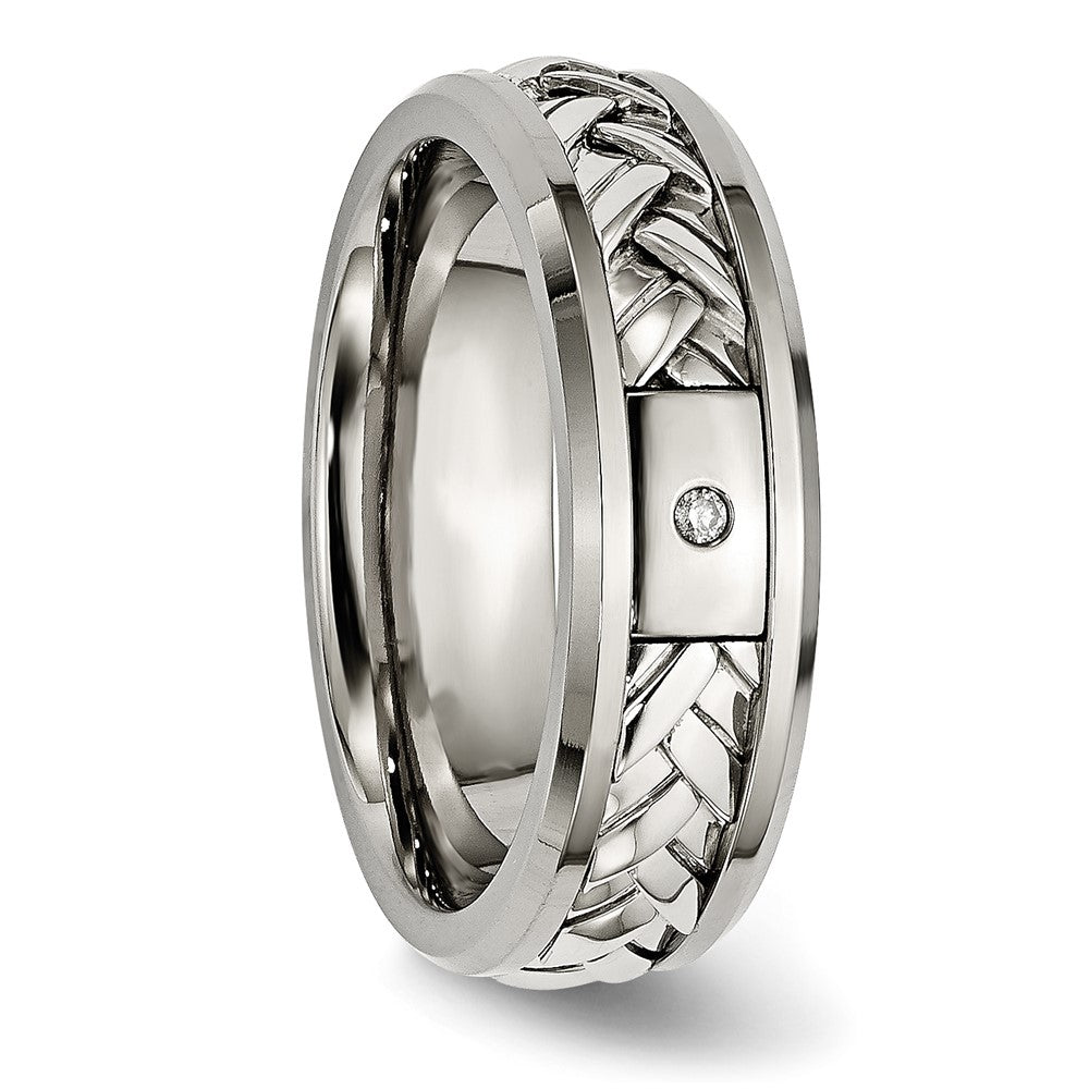 Buy High-Quality 7mm Chisel Titanium Band with Sterling Silver Inlay & Diamond