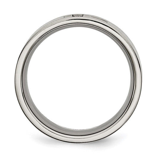 Buy Stylish 8mm Chisel Titanium Flat Band with 1/15 Carat Diamond Accent