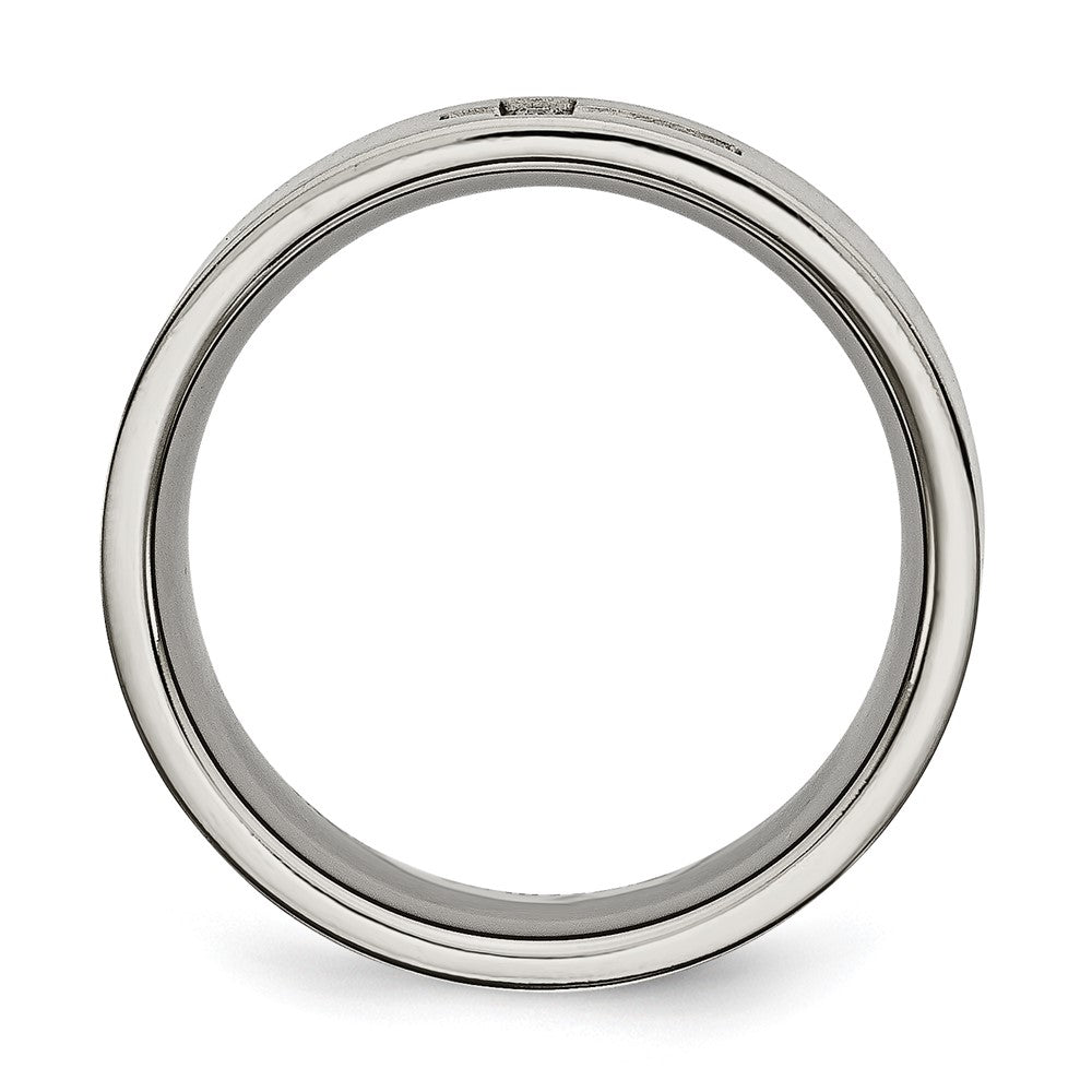 Buy Stylish 8mm Brushed Titanium Flat Band with 1/15 Carat Diamond Accent
