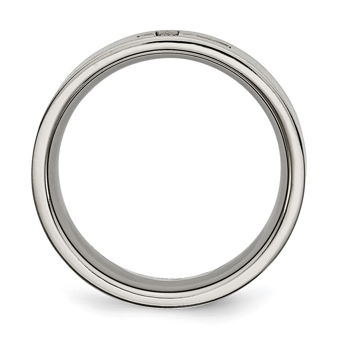 Buy Stylish 8mm Brushed Titanium Flat Band with 1/15 Carat Diamond Accent-2