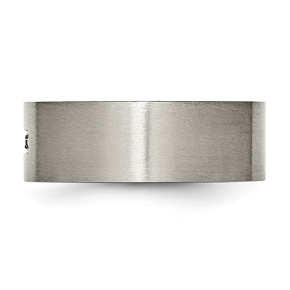 Buy Stylish Brushed Titanium 8mm Flat Band with 1/15 Carat Diamond Accent