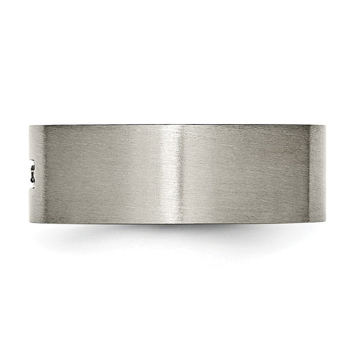 Buy Stylish Brushed Titanium 8mm Flat Band with 1/15 Carat Diamond Accent-3