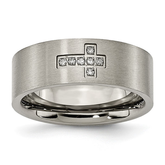Buy Stylish 8mm Chisel Titanium Band with 1/15 Carat Diamond Accent