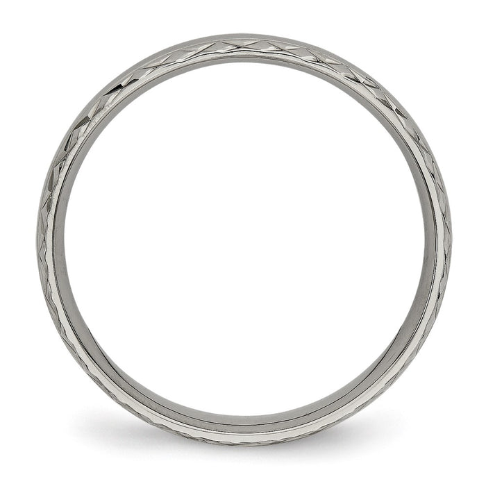 Buy Stylish 5mm Polished Titanium Chisel Band with Grooved Design-2