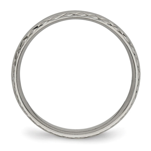 5mm Polished Titanium Chisel Band - Criss-Cross