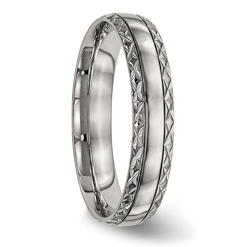 Buy Stylish 5mm Polished Titanium Chisel Band with Grooved Design