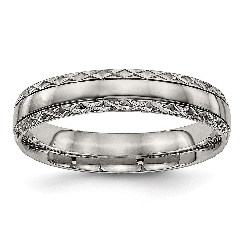 Buy Exclusive Polished Titanium Chisel Band - 5mm Grooved Design, Stylish & Durable
