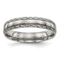 Buy Stylish 5mm Polished Titanium Chisel Band with Grooved Criss-Cross Design-6