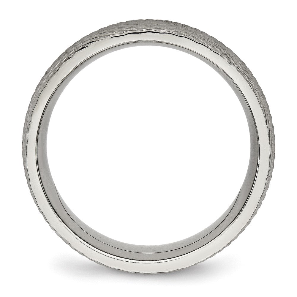 Buy Stylish 8mm Polished & Textured Titanium Band | High-Quality Value Ring