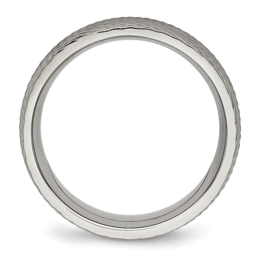 Buy Stylish 8mm Polished & Textured Titanium Band | High-Quality Value Ring