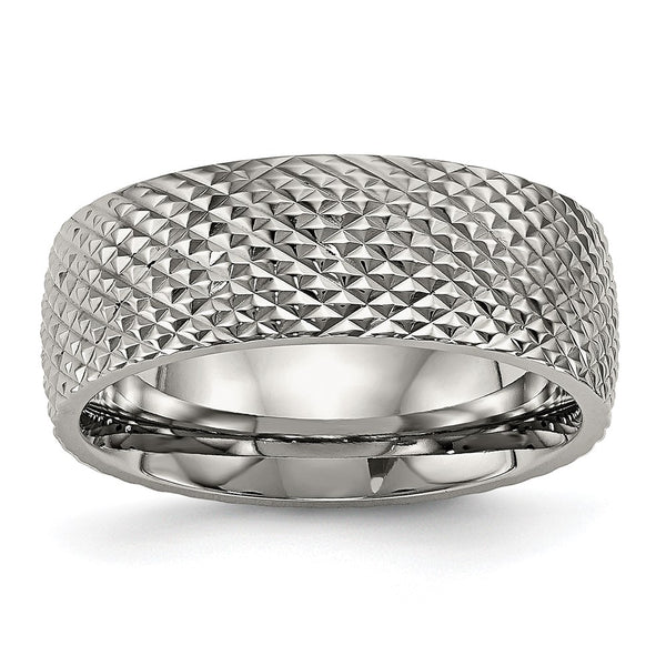 8mm Polished & Textured Titanium Band