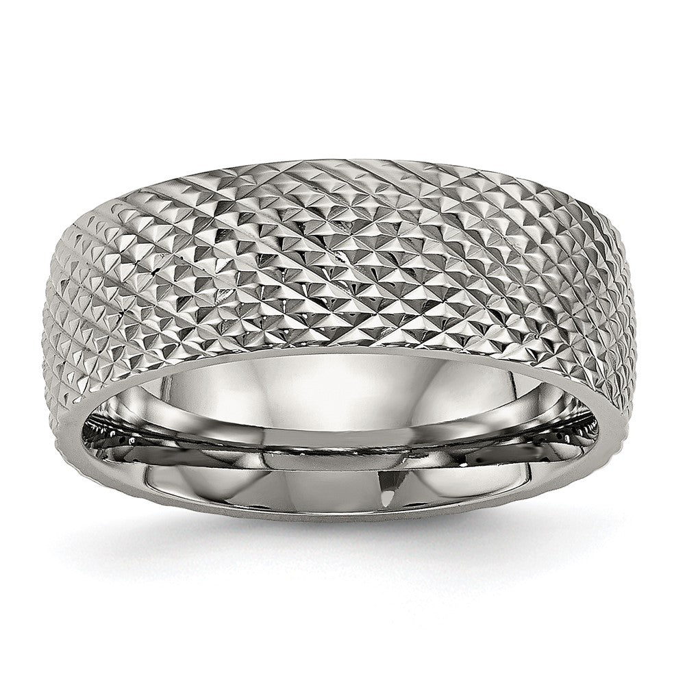 Buy High-Quality 8mm Chiseled Titanium Band - Stylish Polished & Textured Finish