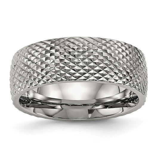 Buy High-Quality 8mm Chiseled Titanium Band - Stylish Polished & Textured Finish