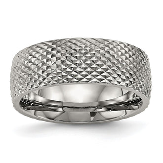 Buy Stylish 8mm Polished & Textured Titanium Band | High-Quality Value Ring