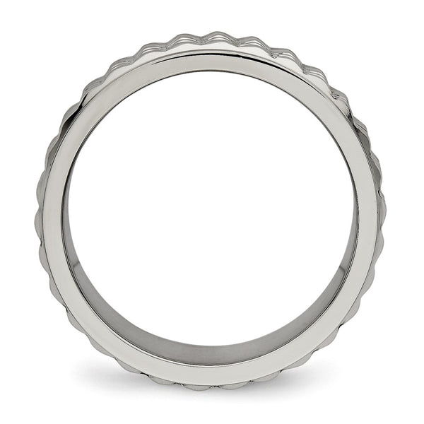 8mm Polished Titanium Studded Ring