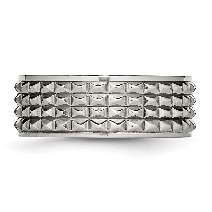 Buy Exclusive 8mm Polished Titanium Studded Ring - Stylish & Affordable Luxury!-3