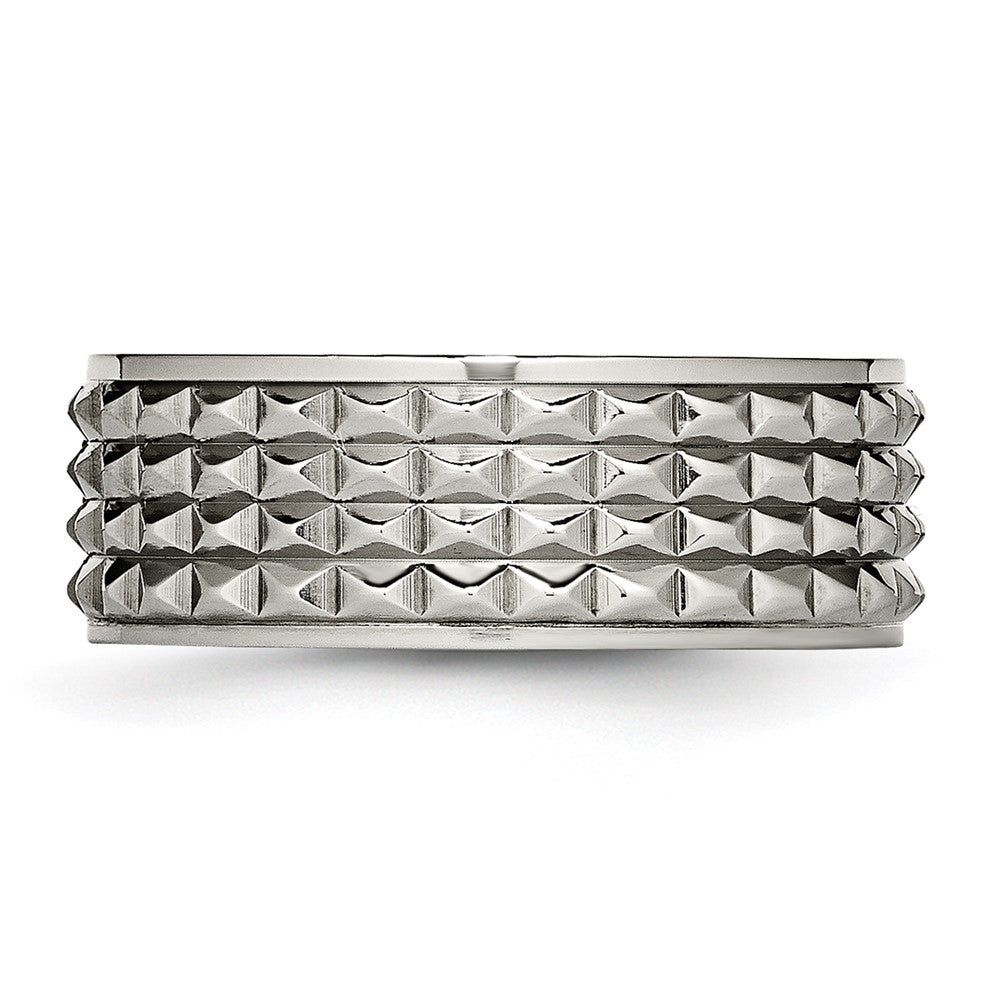 Exclusive 8mm Polished Titanium Studded Ring - Stylish & Affordable Luxury