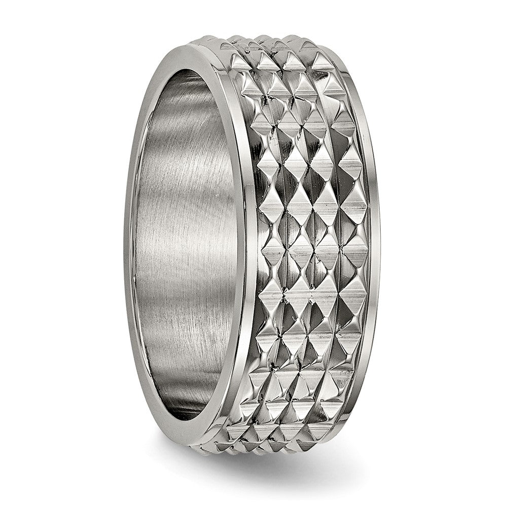 Exclusive 8mm Polished Titanium Studded Ring - Stylish & Affordable Luxury