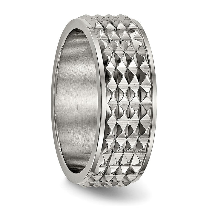 Exclusive 8mm Polished Titanium Studded Ring - Stylish & Affordable Luxury-4